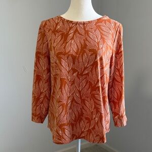 Chico’s Orange Leaf Print Women's Top SZ 1